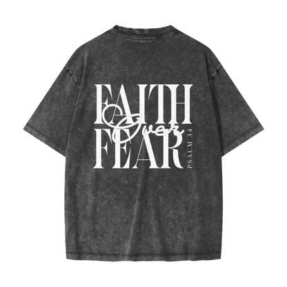 Faith Over Fear Vintage Waxed Dyed Washed Tee
