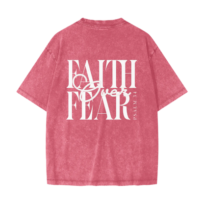 Faith Over Fear Vintage Waxed Dyed Washed Tee