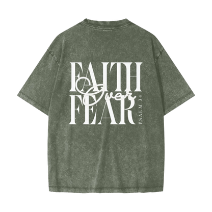 Faith Over Fear Vintage Waxed Dyed Washed Tee